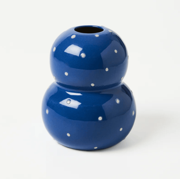 Festive vase navy dotty - HAROLDS