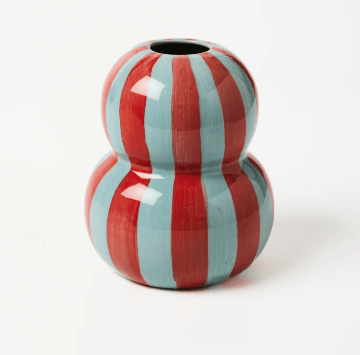 Festive Stripe Vase - Burgundy & Pale Blue