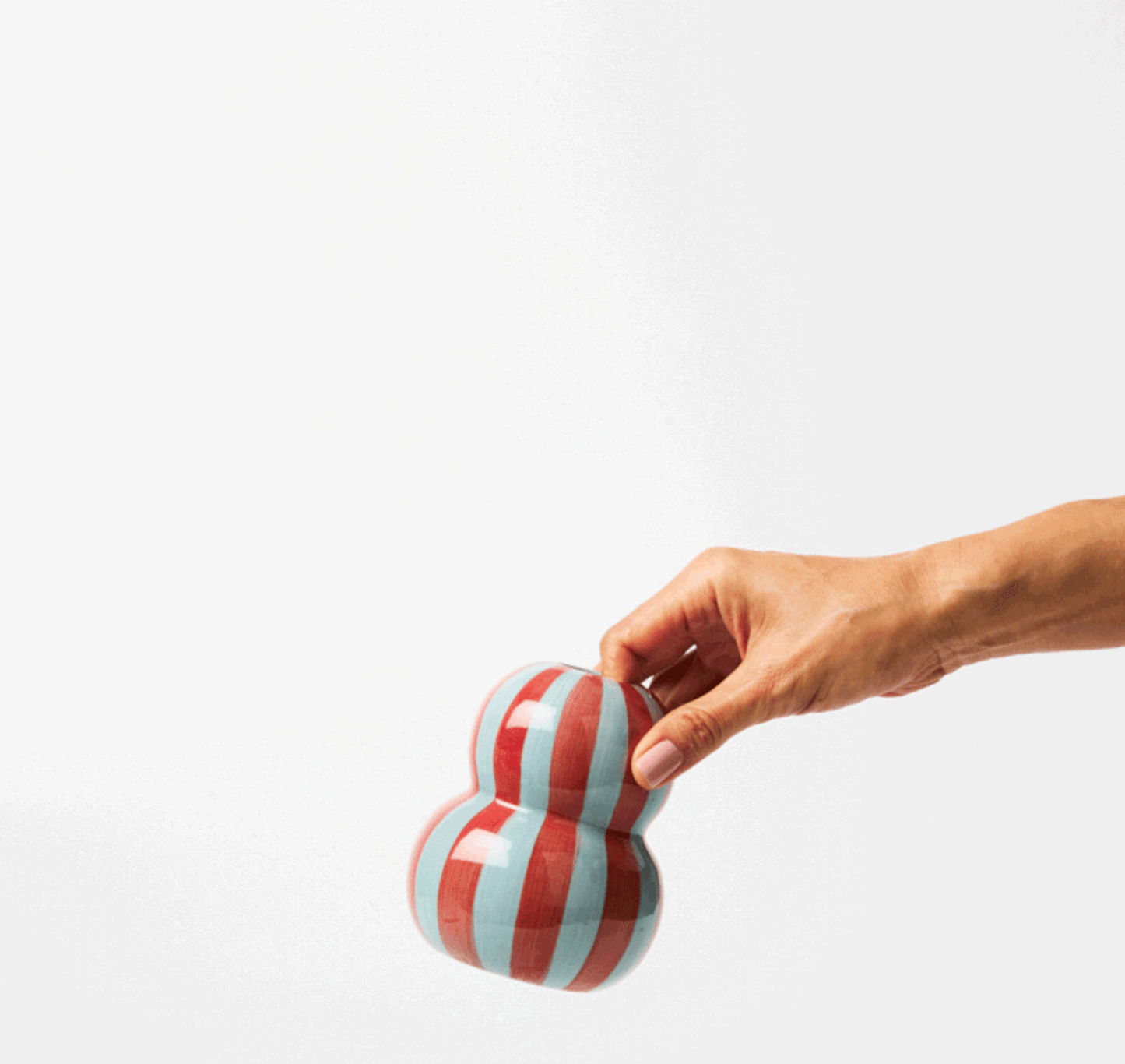 Festive Stripe Vase - Burgundy & Pale Blue
