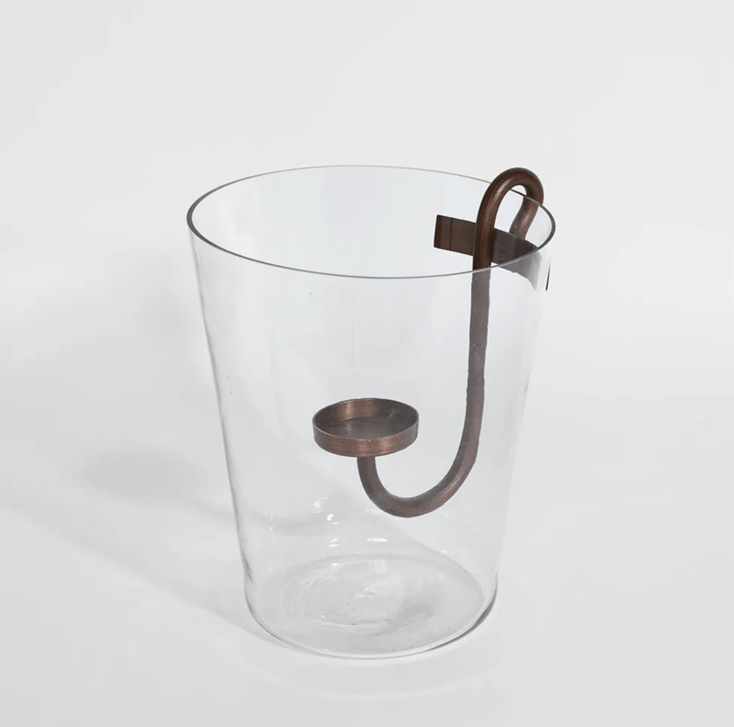 Curved Iron Glass Hurricane Candle Holder
