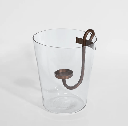 Curved Iron Glass Hurricane Candle Holder