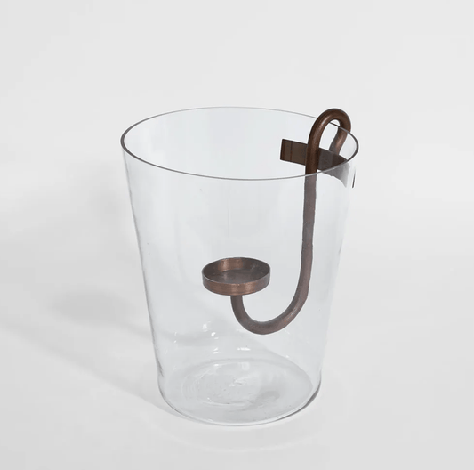 Curved Iron Glass Hurricane Candle Holder