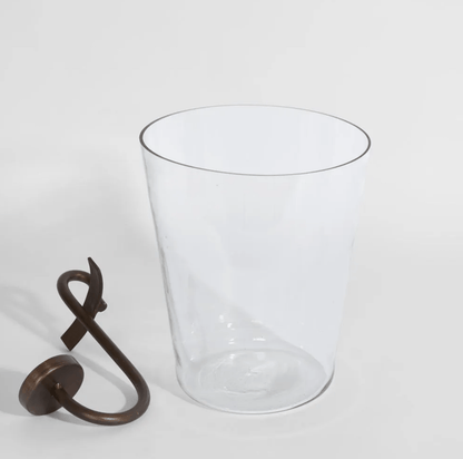 Curved Iron Glass Hurricane Candle Holder