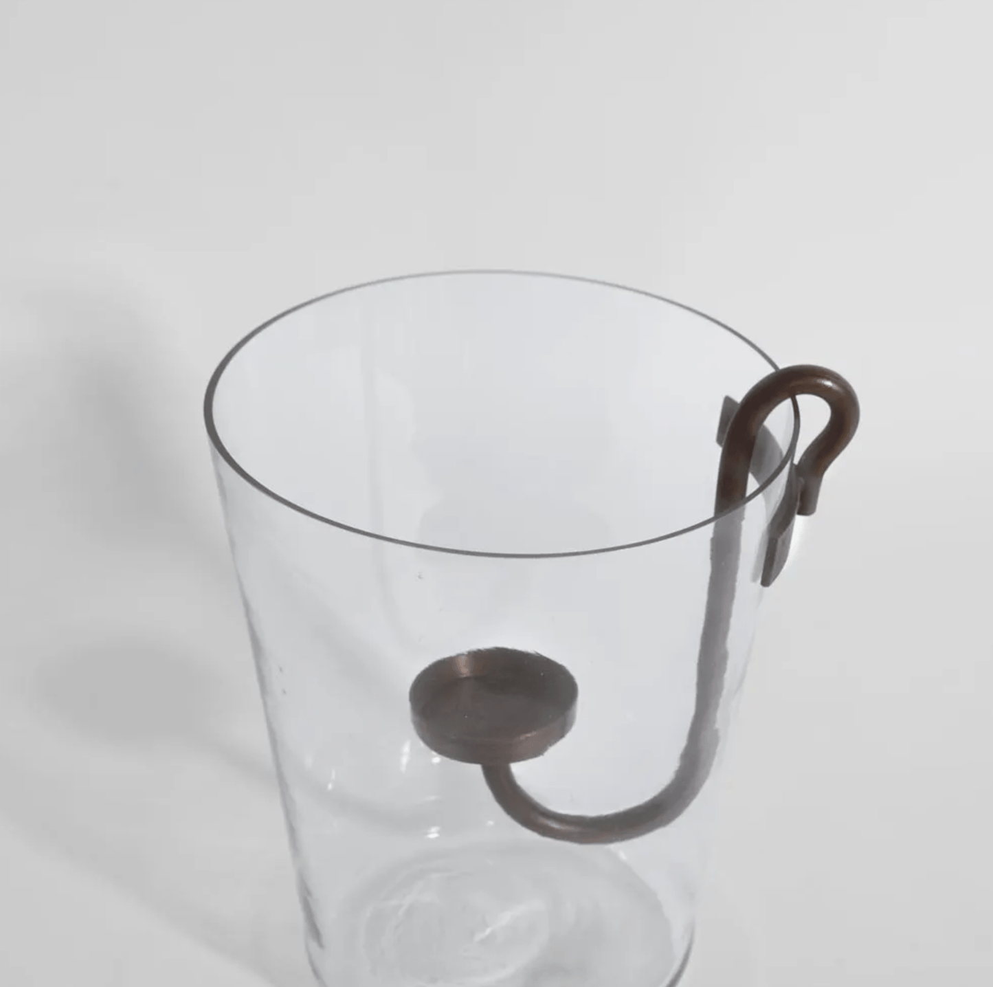 Curved Iron Glass Hurricane Candle Holder