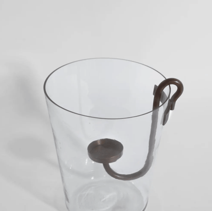 Curved Iron Glass Hurricane Candle Holder