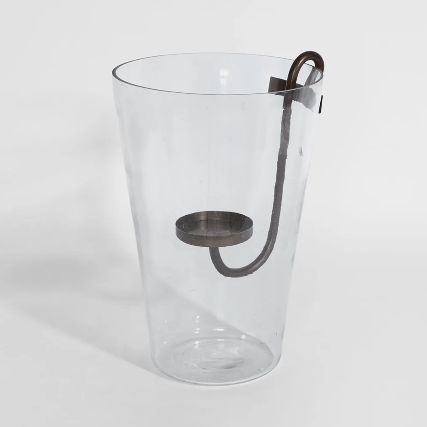 Curved Iron Glass Hurricane Candle Holder