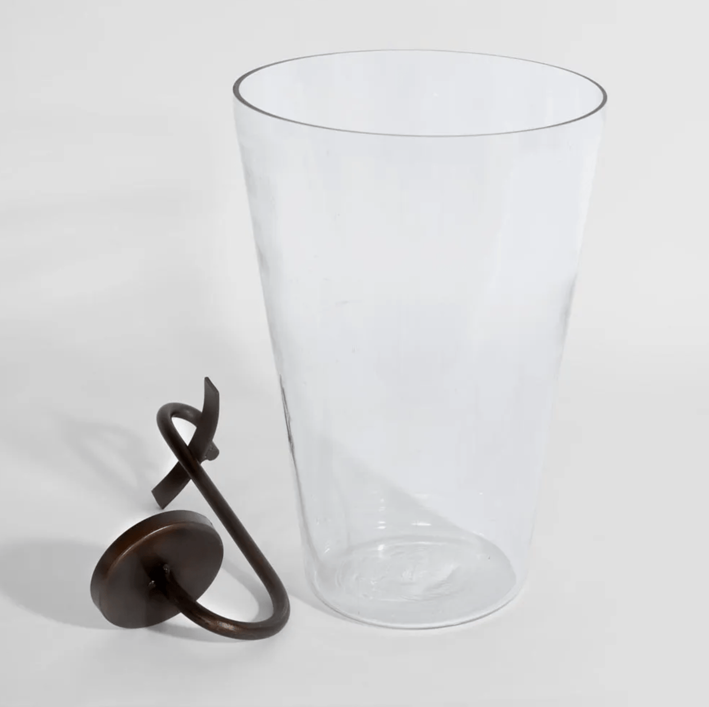 Curved Iron Glass Hurricane Candle Holder