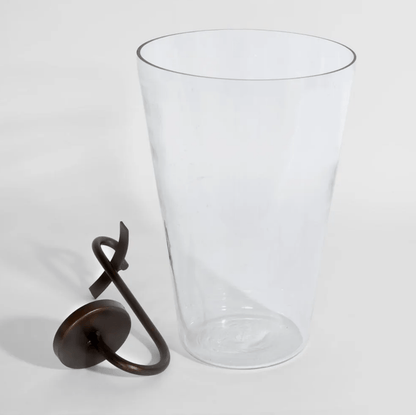 Curved Iron Glass Hurricane Candle Holder