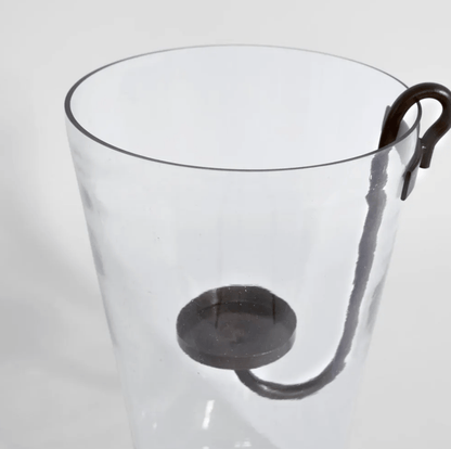 Curved Iron Glass Hurricane Candle Holder
