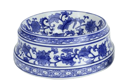 Blue & White Ceramic Dog Bowl