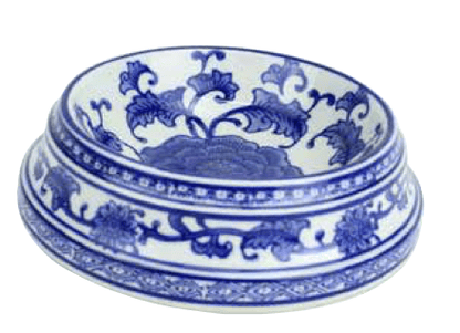 Blue & White Ceramic Dog Bowl