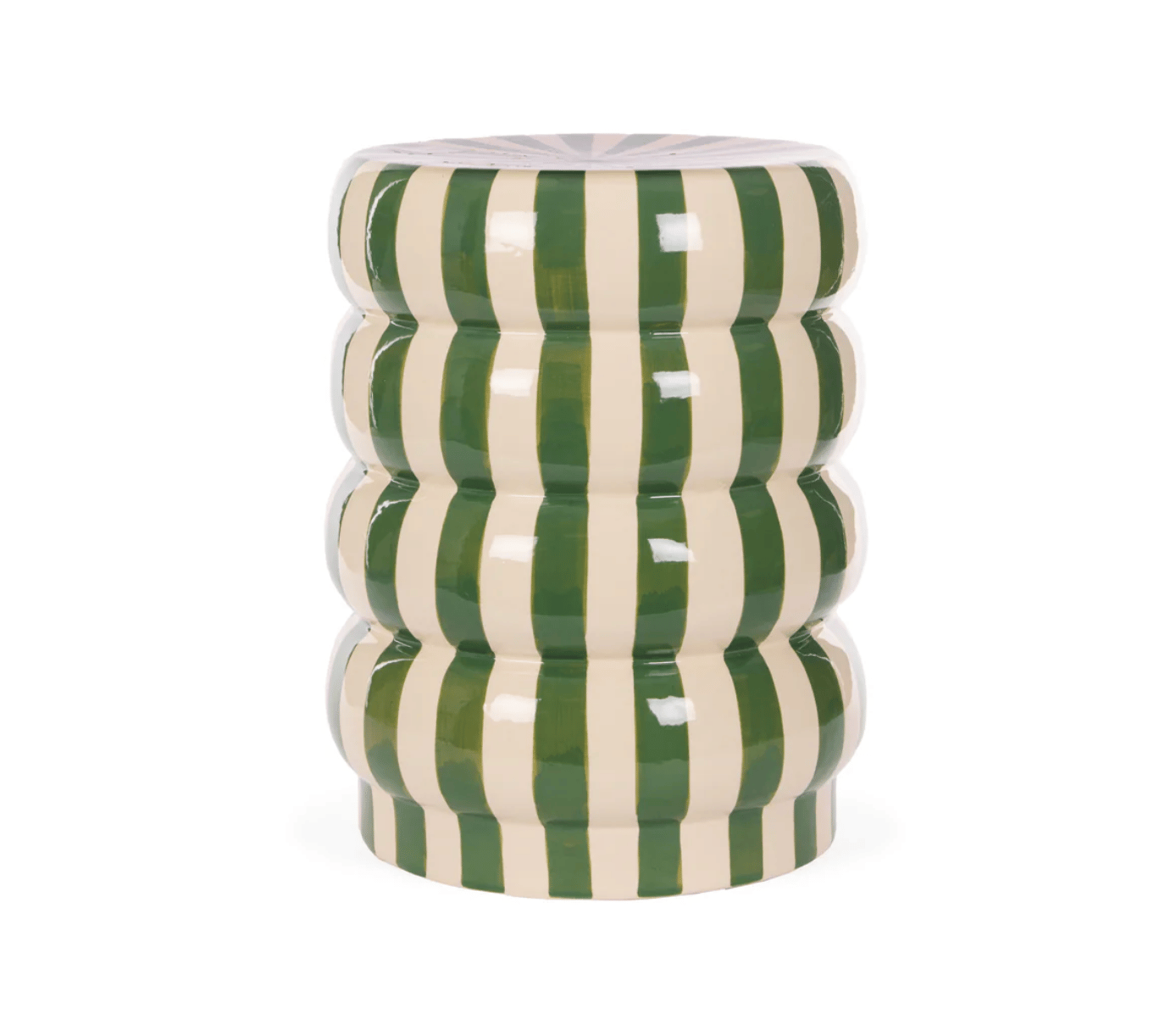 Striped Green Garden Stool