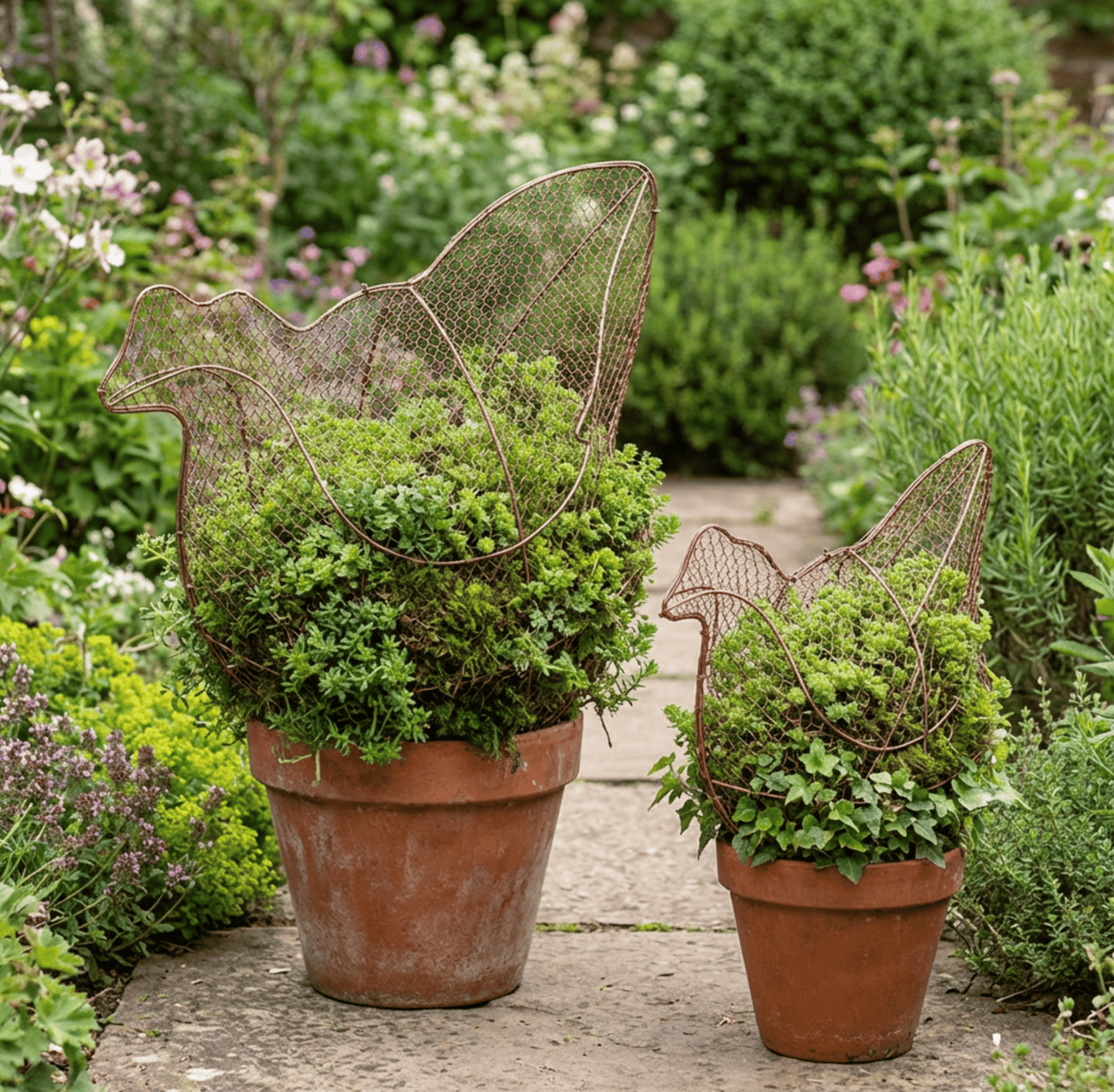 Wire Chicken Topiary Set