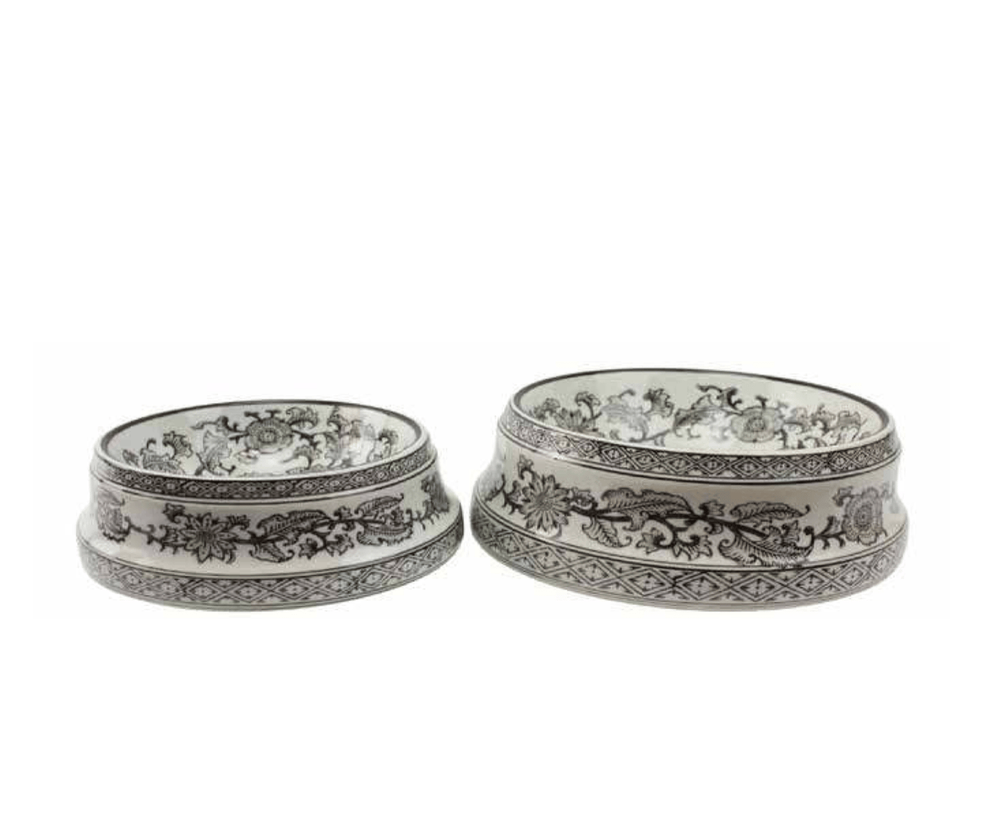 Black Floral Ceramic Pet Bowl