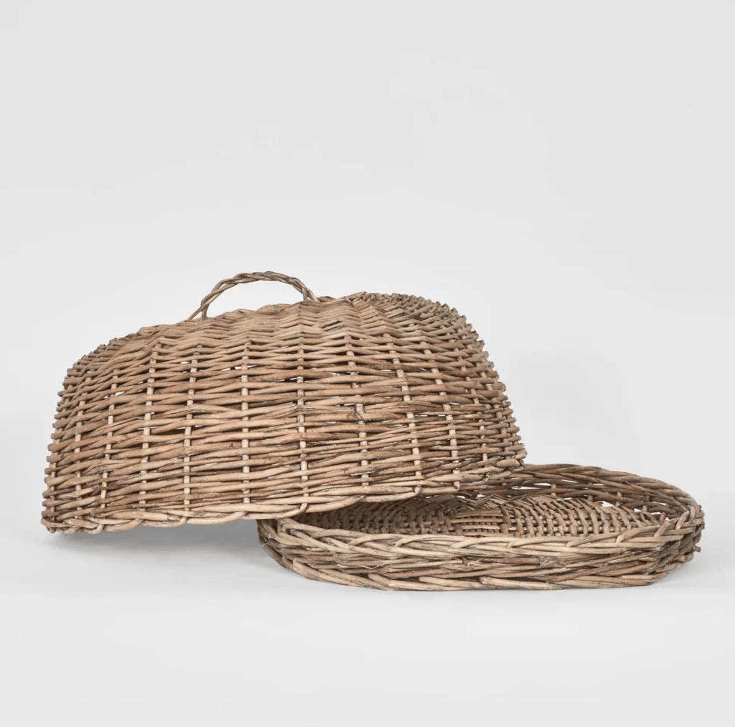 Oval Rattan Food Cloche and Tray