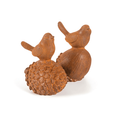 Rustic Bird on Acorn Ornament Set