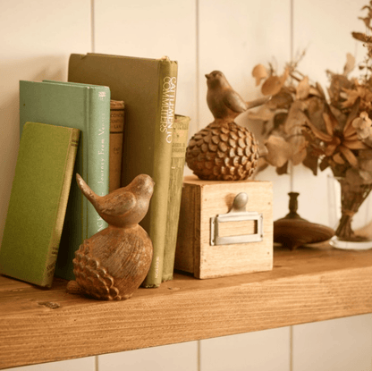 Rustic Bird on Acorn Ornament Set