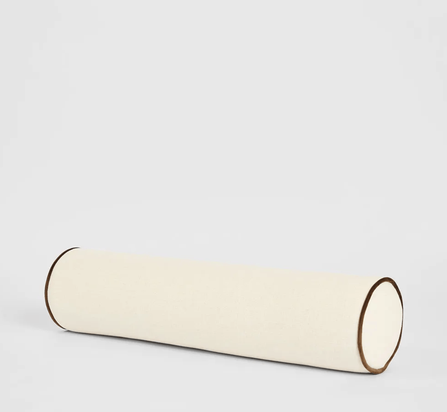 Avoca Bolster Cushion - Ivory with Chocolate Piping