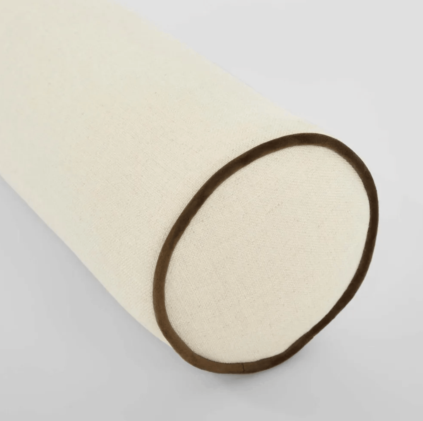 Avoca Bolster Cushion - Ivory with Chocolate Piping