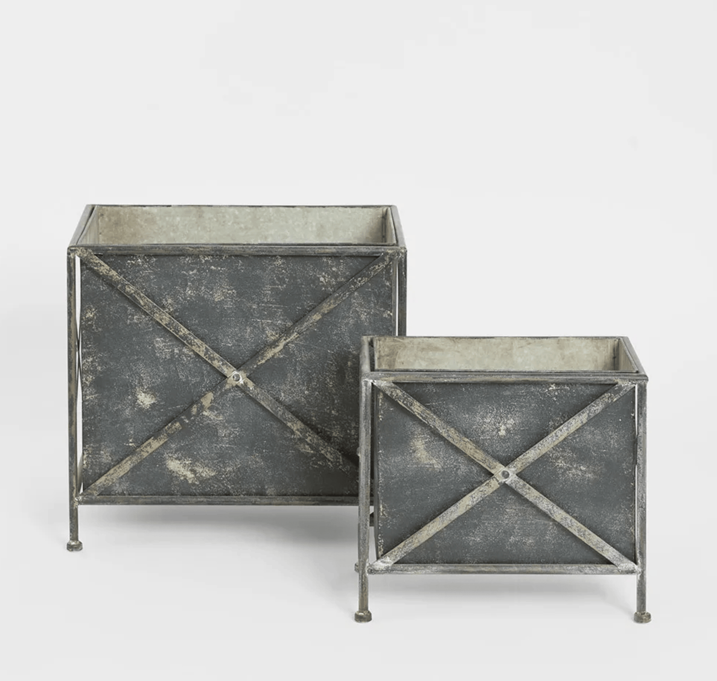 Antique Zinc Planter Set