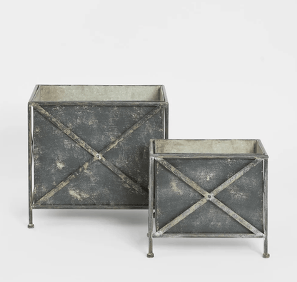 Antique Zinc Planter Set