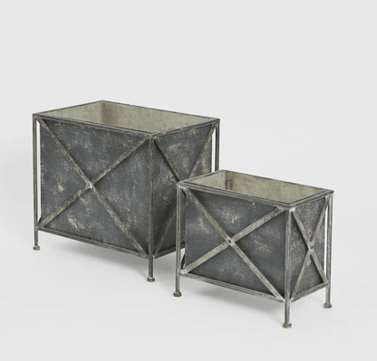 Antique Zinc Planter Set