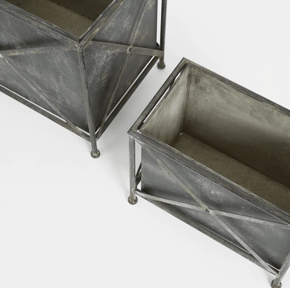 Antique Zinc Planter Set