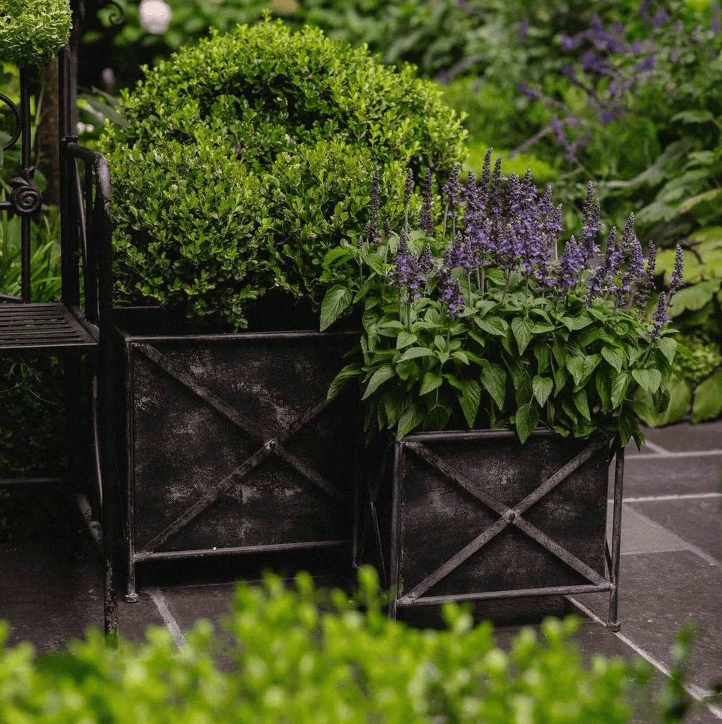 Antique Zinc Planter Set