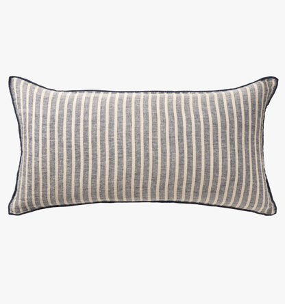 Indigo Stripe Linen Lumbar Cushion
