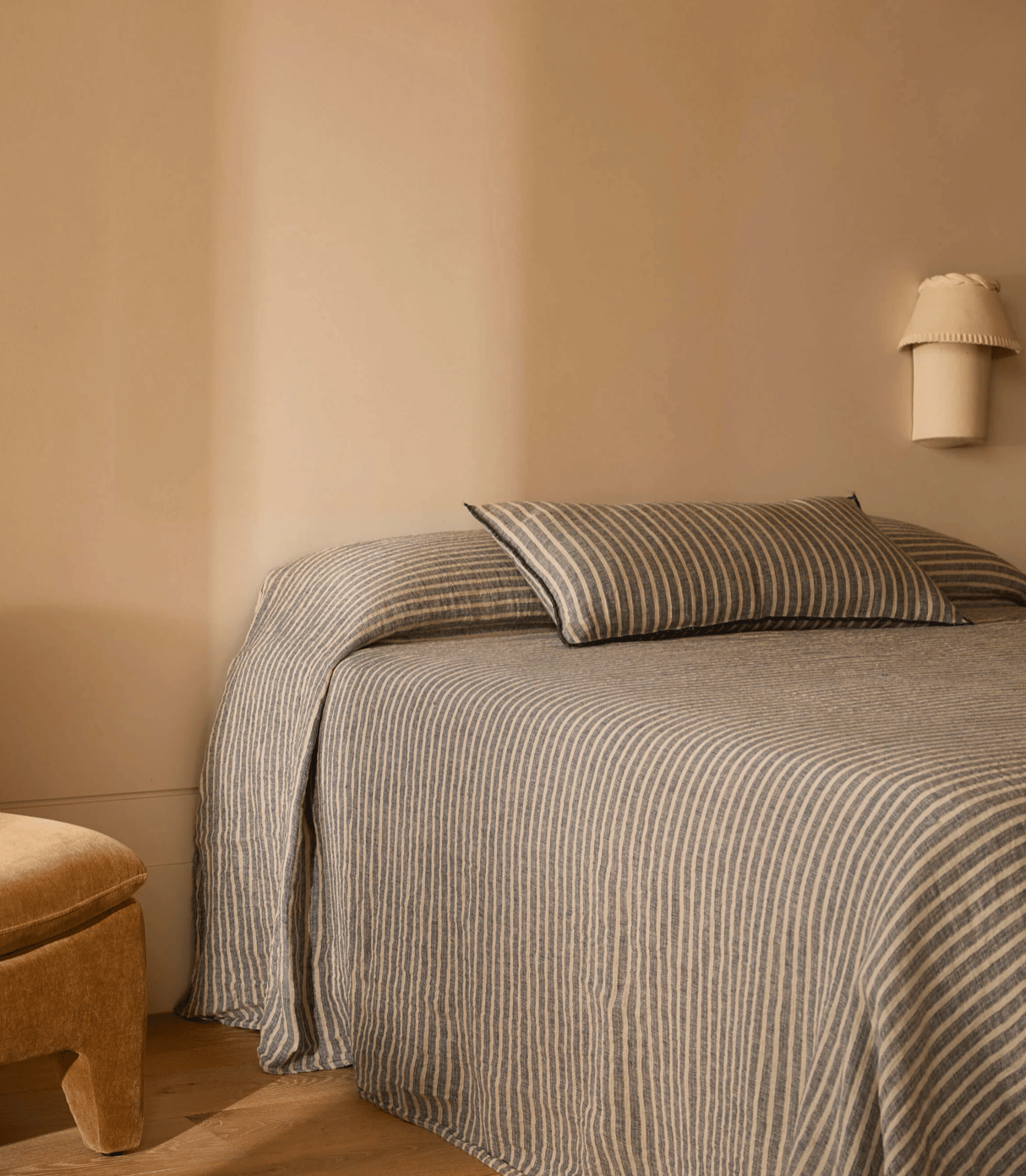 Indigo Stripe Linen Lumbar Cushion