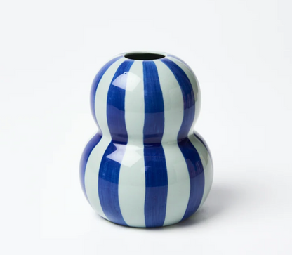 Festive Stripe Vase - Blue & Pale Blue (Copy)