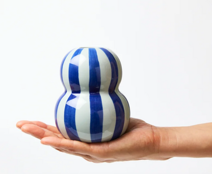 Festive Stripe Vase - Blue & Pale Blue (Copy)