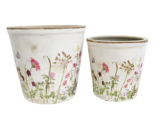 Botanical Green Ceramic Planters
