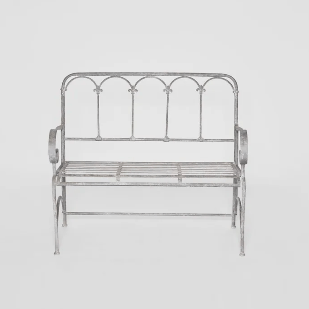 Fleur de Lys Zinc Garden Bench