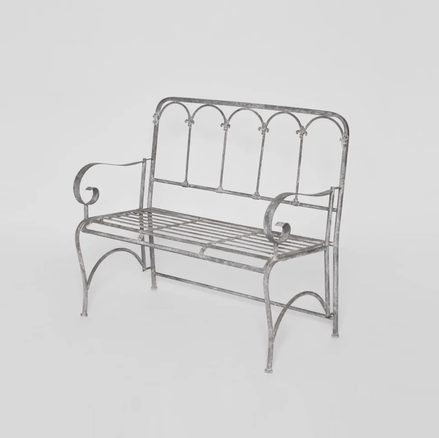 Fleur de Lys Zinc Garden Bench
