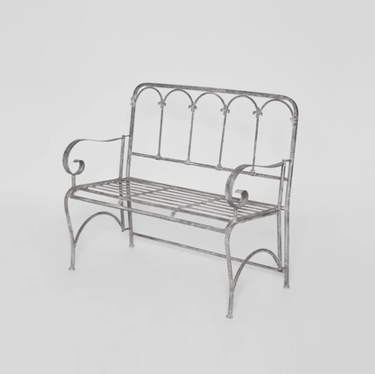 Fleur de Lys Zinc Garden Bench