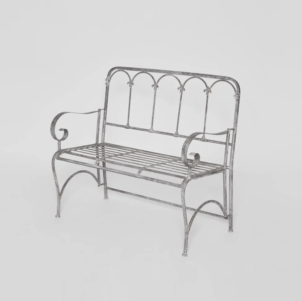 Fleur de Lys Zinc Garden Bench