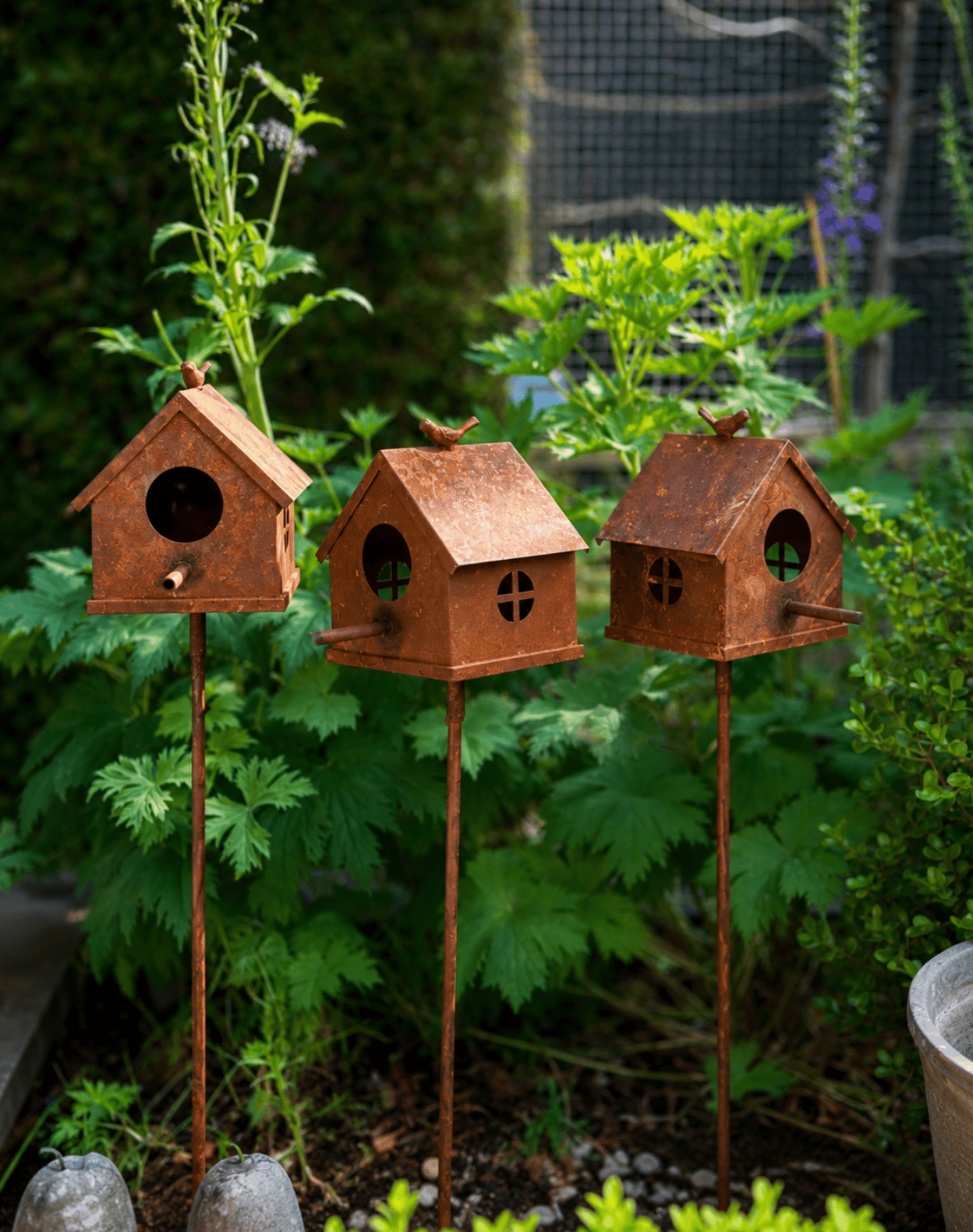 Rustic Birdhouse Stake