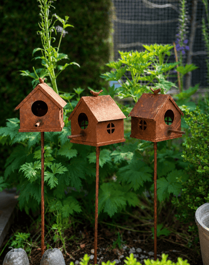 Rustic Birdhouse Stake