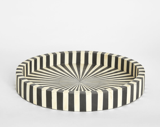 Radiant Bone Inlay Tray Black & White
