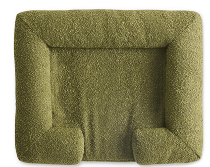 Olive Boucle Dog Bed