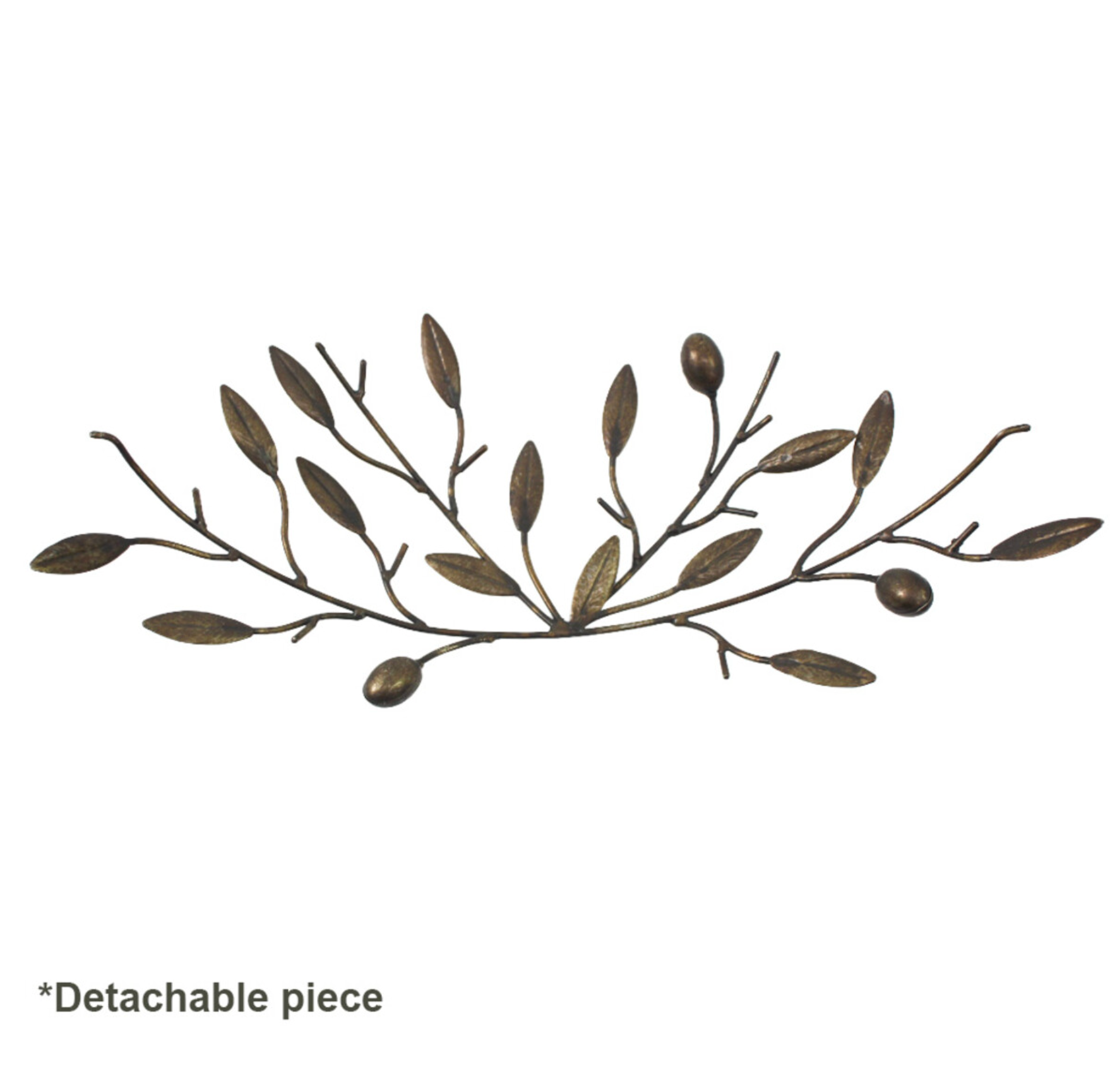 Detachable olive branch decorative topper in aged dark bronze iron