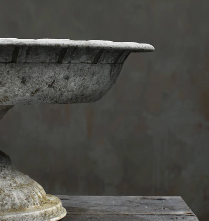 Side profile of Aria Footed Bowl showing scalloped rim and pedestal form