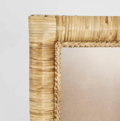 Rattan Photo Frame close up detail of rolled rattan border and braided inner edge