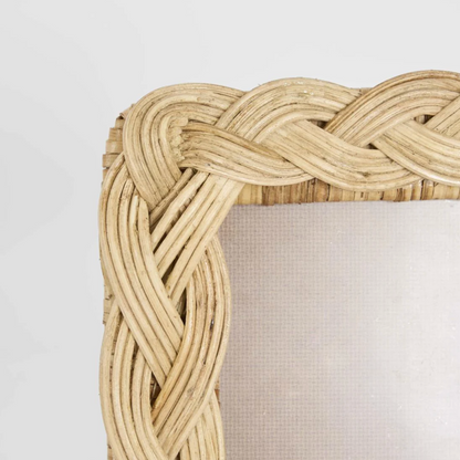Braided Rattan Photo Frame close up detail of plaited rattan border at corner