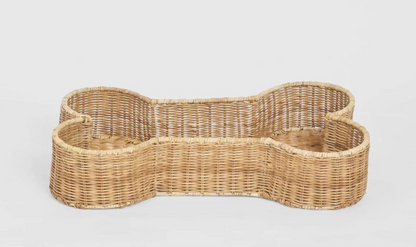 Rattan Bone Basket in natural hand-woven rattan - angled view
