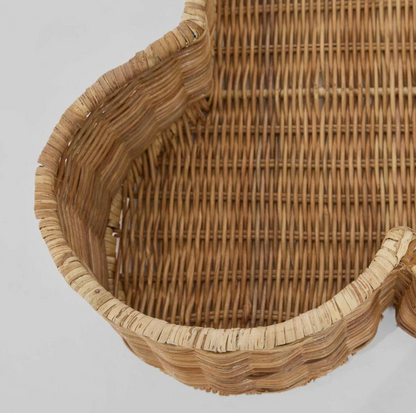 Rattan Bone Basket close up detail of hand-woven rattan and bound rim