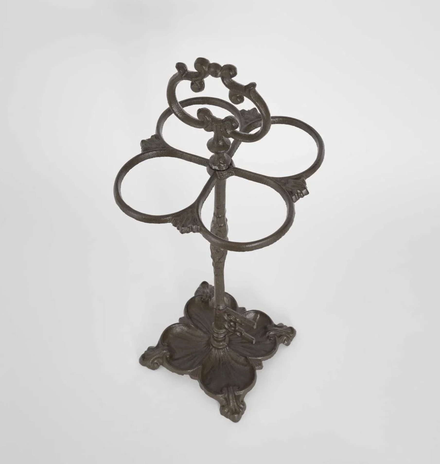 Cast Iron Umbrella Stand - top view showing four oval rings and central column