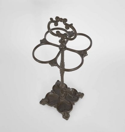 Cast Iron Umbrella Stand - top view showing four oval rings and central column
