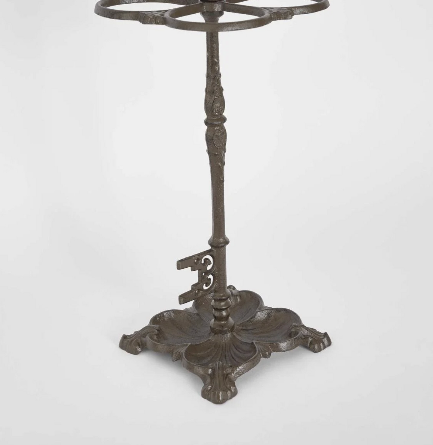 Cast Iron Umbrella Stand - close up of claw base and drip tray detail